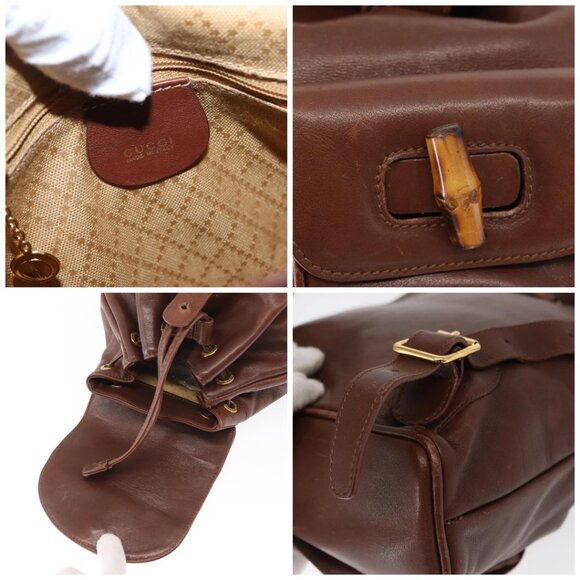 GUCCI Bamboo Backpack Leather Brown Gold main image 4